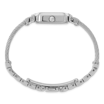Charles Hubert Stainless Steel Wire Bangle White MOP Dial Watch