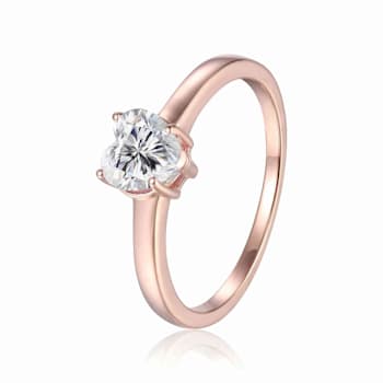 Heart Shape Moissanite 14K Rose Gold Over Sterling Silver Solitaire
Ring, 0.80ct