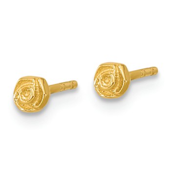 14k Yellow Gold Polished 3mm Rose Stud Earrings