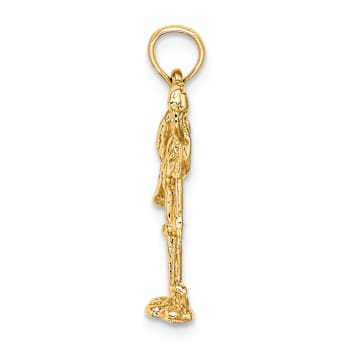 10K Yellow Gold 3D Textured Flamingo with Head Up Charm