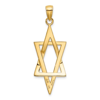 14k Yellow Gold Elongated Star of David Pendant