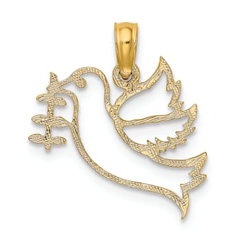 14k Yellow Gold Cut-Out Dove with Olive Branch Charm