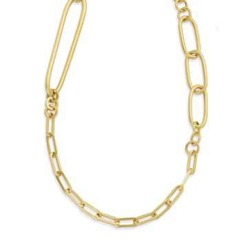 14K Yellow Gold Round and Oval Link 24-inch Necklace