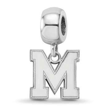 Sterling Silver Rhodium-plated LogoArt University of Memphis Small Bead