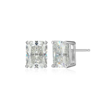 Emerald Cut Moissanite Platineve Stud Earrings 5.04ctw DEW
