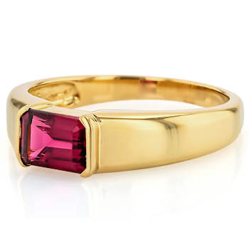 Grape Color Garnet Rectangular Octagonal Band Ring In 18K Gold Over
Sterling Silver 1.02ctw