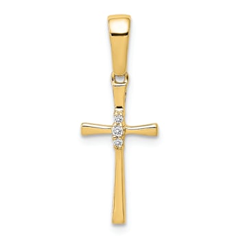 10k Yellow Gold Diamond Cross Pendant