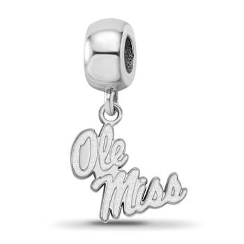 Sterling Silver Rhodium-plated LogoArt University of Mississippi Small
Dangle Bead