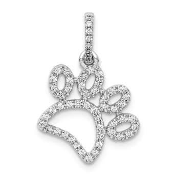 Rhodium Over 14K White Gold 1/4ct. Diamond Paw Print Pendant