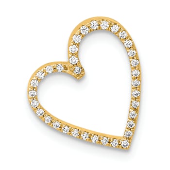 14k Yellow Gold Diamond Vintage Heart Chain Slide Pendant