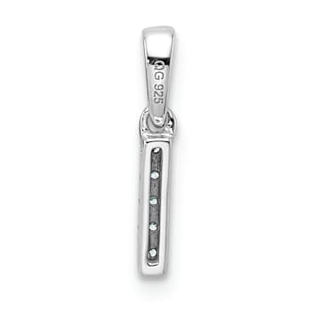 14K White Gold Diamond Letter I Initial with Bail Pendant
