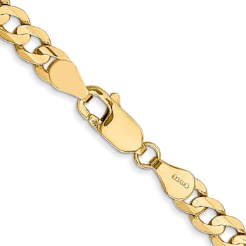 14k Yellow Gold 4.5mm Solid Open Concave Curb 18 Inch Chain