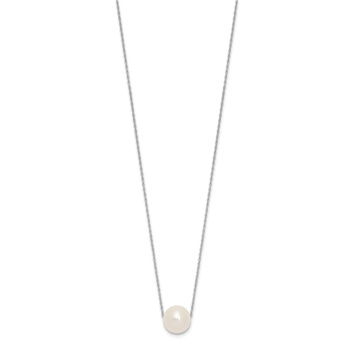 Freshwater Cultured Pearl Station Necklace In 10K White Gold 17 Inch