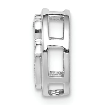 Rhodium Over 14k White Gold Diamond Hamsa Chain Slide Pendant