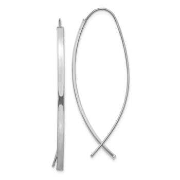 Rhodium Over 14k White Gold Square Tube Wire Dangle Earrings