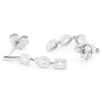 Multi-Shape Lab-Grown Diamond Dangle Earrings In 10K White Gold