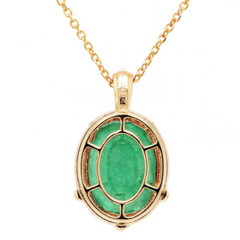5.52 Ctw Emerald and 0.28 Ctw White Diamond Pendant in 14K YG