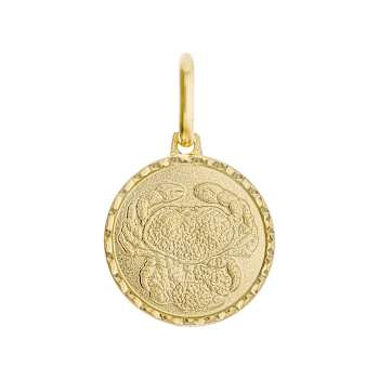 Cancer Zodiac Medallion Pendant In Solid 14K Yellow Gold