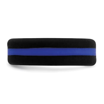 Silicone Black with Blue Line Center 7.5mm Band