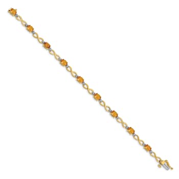 14k Yellow and White Gold with Rhodium Over 14k Yellow Gold Citrine
Diamond Infinity Bracelet
