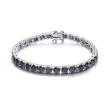 Black CZ Tennis Bracelet In Sterling Silver