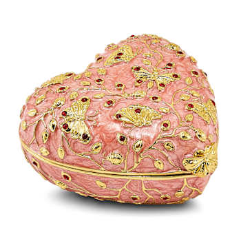 BUTTERFLY KISSES Pink Heart Trinket Box