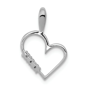 Rhodium Over 14k White Gold Diamond Heart Pendant