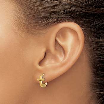 14k Yellow Gold Polished Cross with Cubic Zirconia 1/2" Heart
Hinged Huggie Hoop Earrings