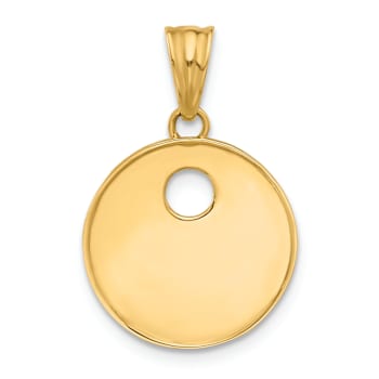 14k Yellow Gold Polished Blue Enameled Sun and Stars Pendant