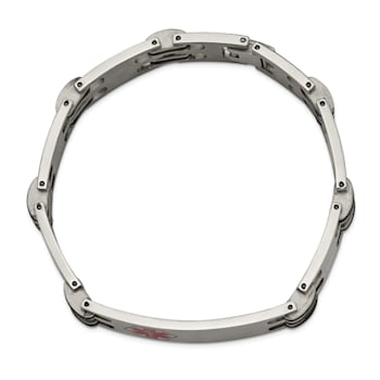 Stainless Steel Black Rubber Red Enamel 8.25-inch Medical ID Bracelet