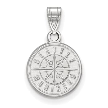 Rhodium Over Sterling Silver MLB Seattle Mariners LogoArt Circle Pendant