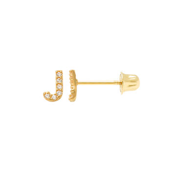 14k Yellow Gold Initial Earrings -J