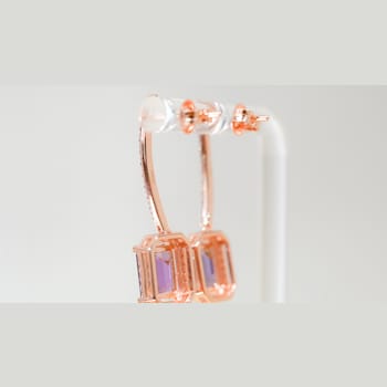 Amethyst and CZ 3.19 Ctw Octagon 18K Rose Gold Over Sterling Silver
Dangle Earrings