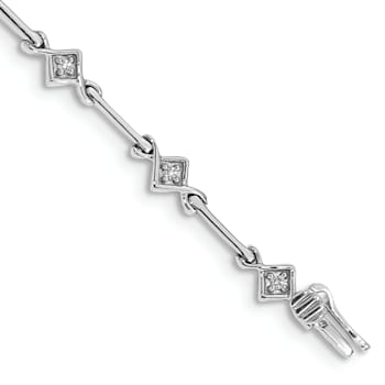 Rhodium Over 14k White Gold Diamond Link Bracelet