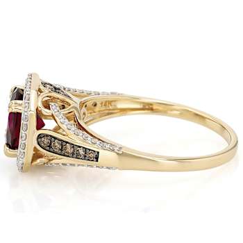 Grape Garnet And Diamond Ring In 14K Gold
