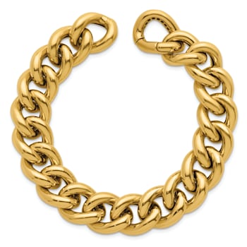 14K Yellow Gold 14.8mm Curb 8 Inch Bracelet