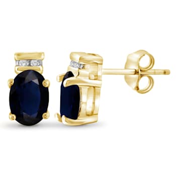 Black Sapphire 14K Gold Over Sterling Silver Earrings 1.15ctw