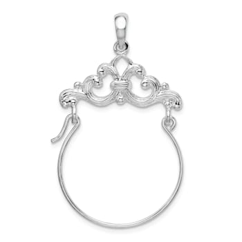 Sterling Silver Polished Scroll Design Charm Holder
