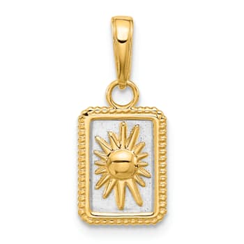 14k Yellow Gold and Rhodium Over 14k Yellow Gold Sun in Frame Pendant