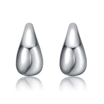 Gleaming Mini Huggie Earrings In Rhodium Over Brass