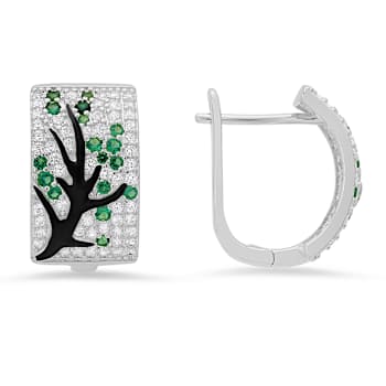 Green And White Cubic Zirconia With Black Enamel Rhodium Over Sterling
Silver Earrings 1.03ctw