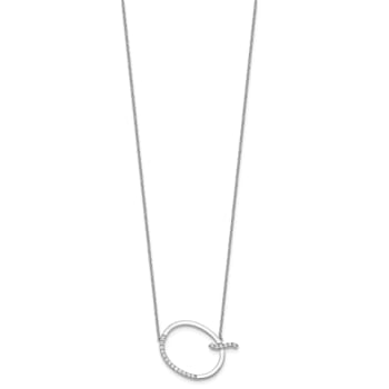 Rhodium Over 14k White Gold Sideways Diamond Initial Q Pendant Cable
Link 18 Inch Necklace