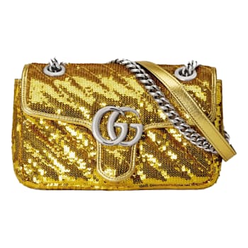 Gucci Flap Marmont GG Matelasse Gold Sequin Shoulder Bag