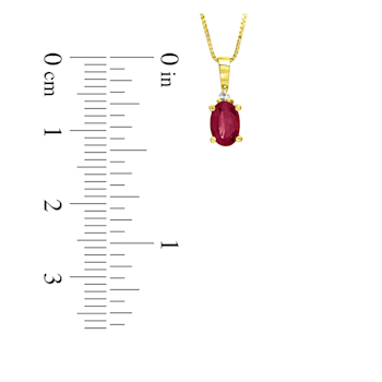 0.55ctw Oval Ruby and Round White Diamond Accent Pendant in 14k Yellow Gold