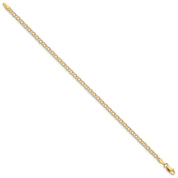 14k Yellow Gold 3mm Solid Double Link Charm Bracelet
