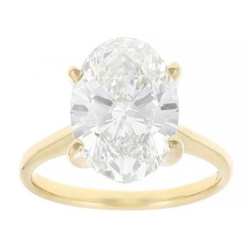 Lab-Grown Diamond Oval Solitaire Ring In 14K Gold 5.00ct