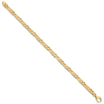 14k Yellow Gold 5.5mm Hand-Polished Fancy Link Bracelet