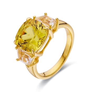 Lab Created Yellow Sapphire and White Topaz 18K Yellow Gold Over
Sterling Silver 3-Stone Ring