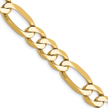 14K Yellow Gold 7mm Flat Figaro Chain Necklace