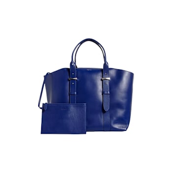 Alexander McQueen Small Leather Legend Tote Bag with Bonus Pouch in Blue